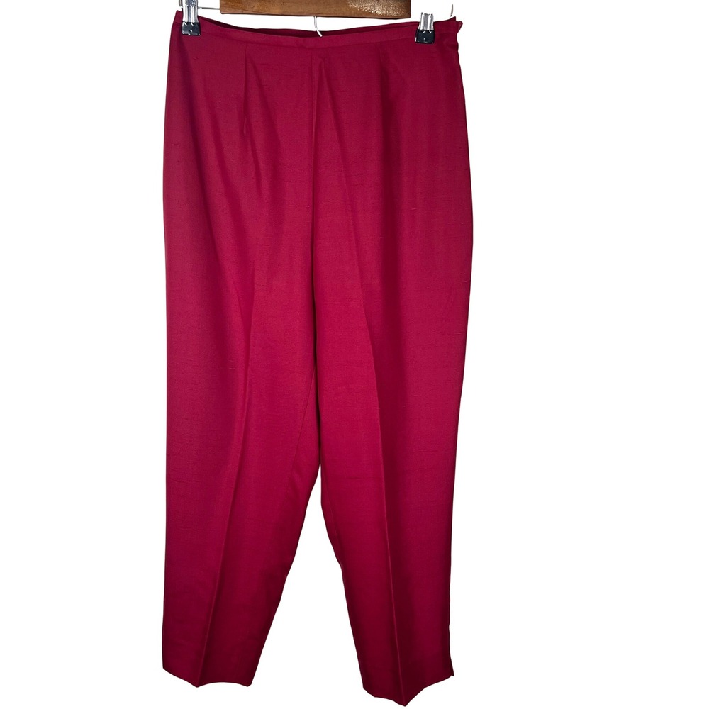 Vtg‎ High Waisted Silk Cropped Dress Capri Pants Raspberry Red Glam Women Size 8